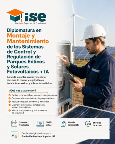 Diplomatura en Montaje y Mantenimiento de los Sistemas de Control y Regulación de Parques Eólicos y Solares Fotovoltaicos + IA